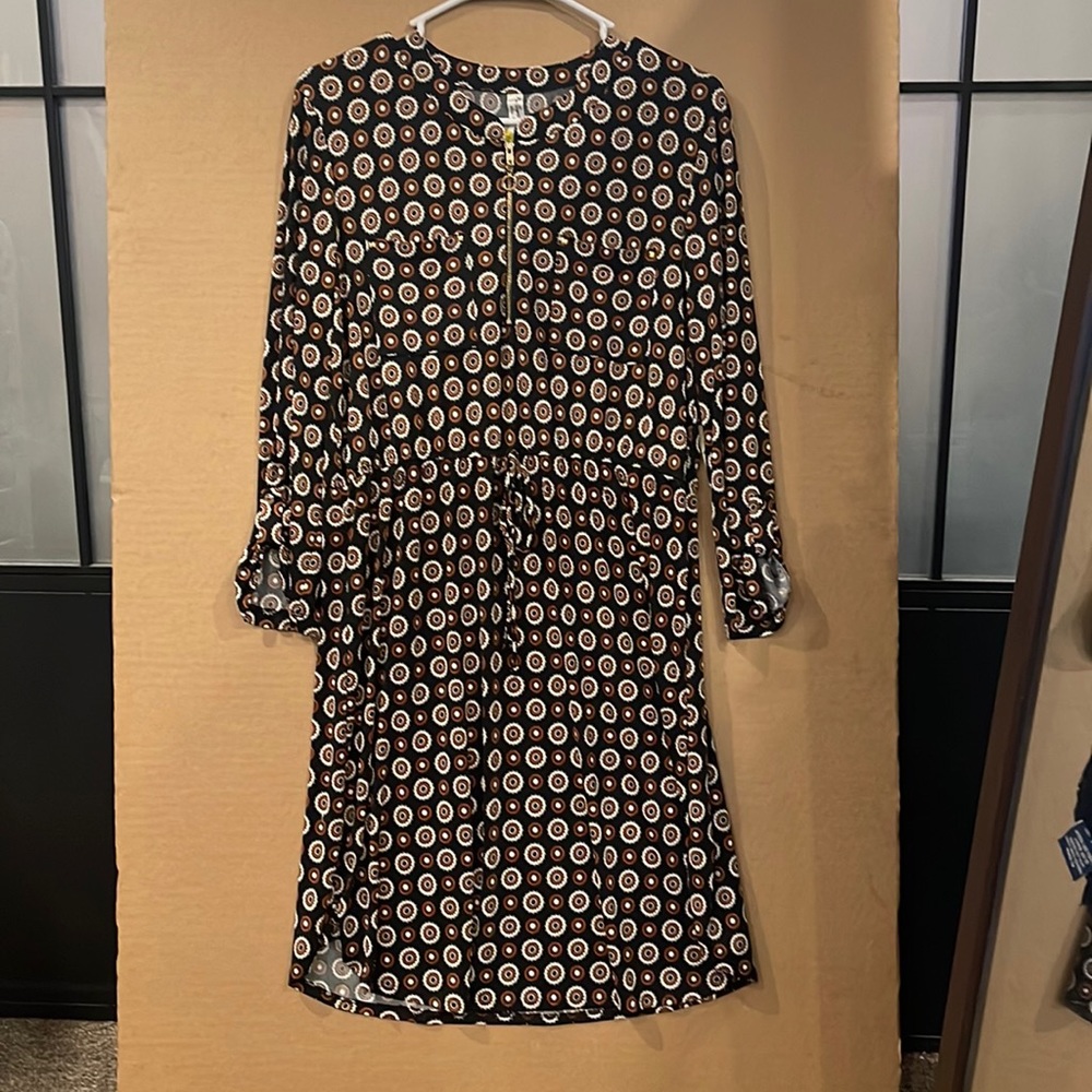 Multi color pattern long sleeve dress.